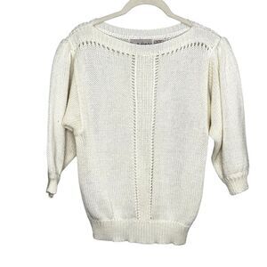 Vintage Diane Von Furstenberg Sweater Womens Medium White Knit Acrylic 80s